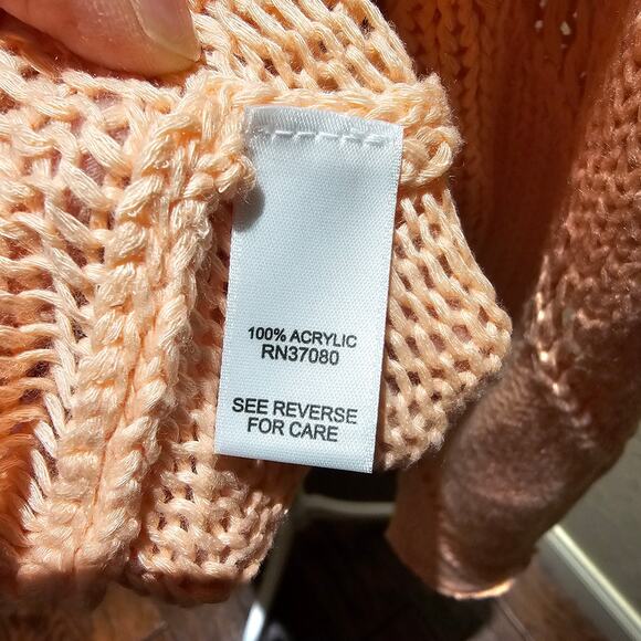 Cato L Peach Open Knit Sweater NWT Crochet Boho Quiet Luxury Coastal Resort Top - Picture 6 of 13
